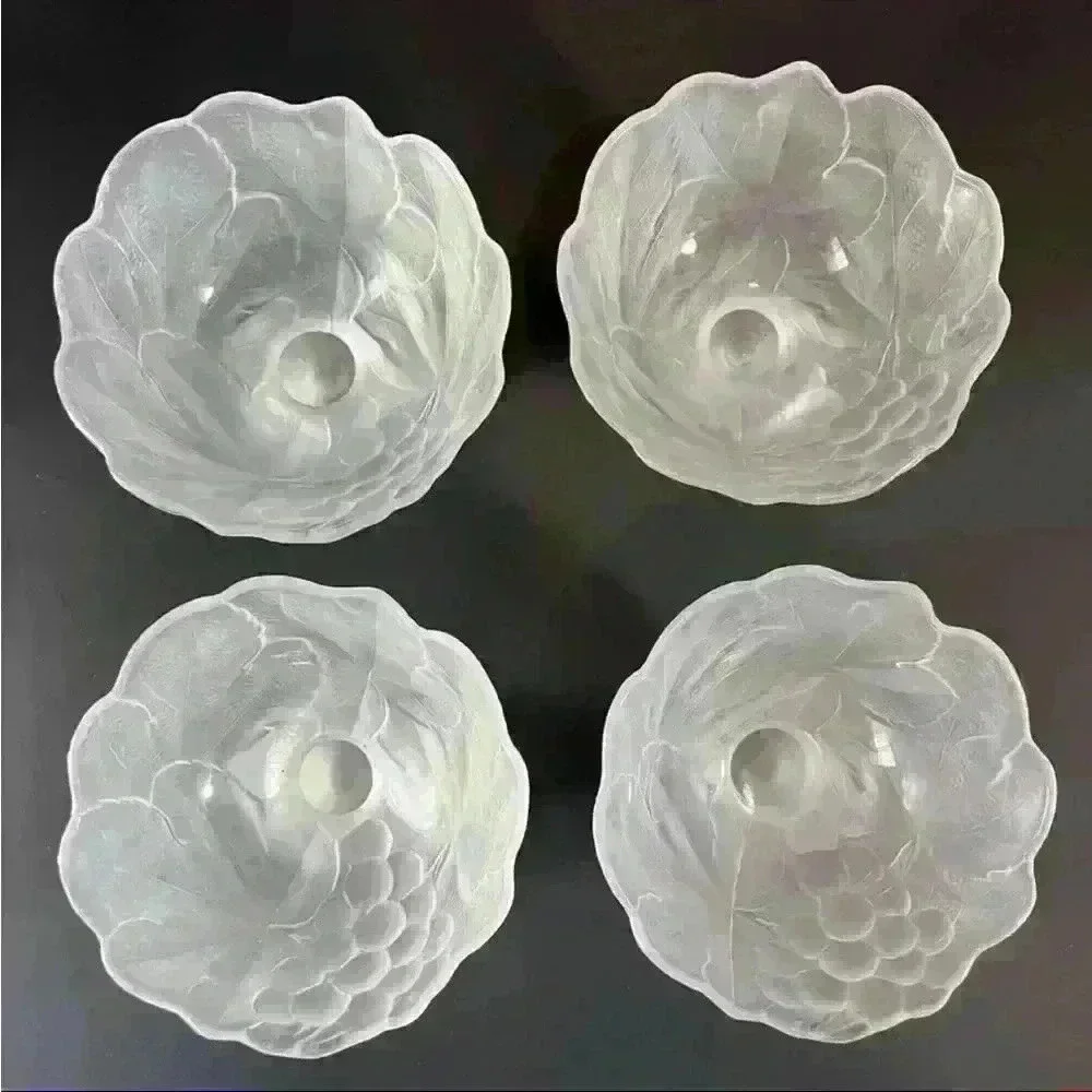 Set Of 4 Hoya Japan Textured Frosted Sherbet Ice Cream Bowls